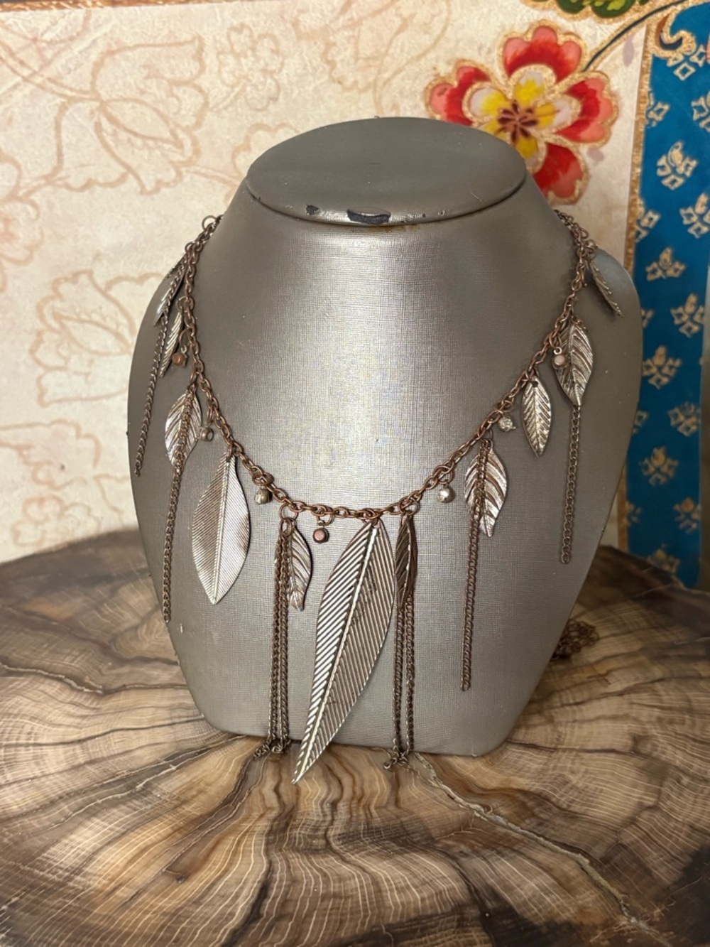 Boho Leaf Fringe Statement Necklace